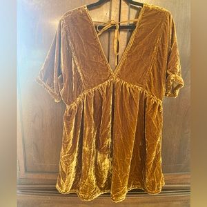 Free People gold velvet mini dress